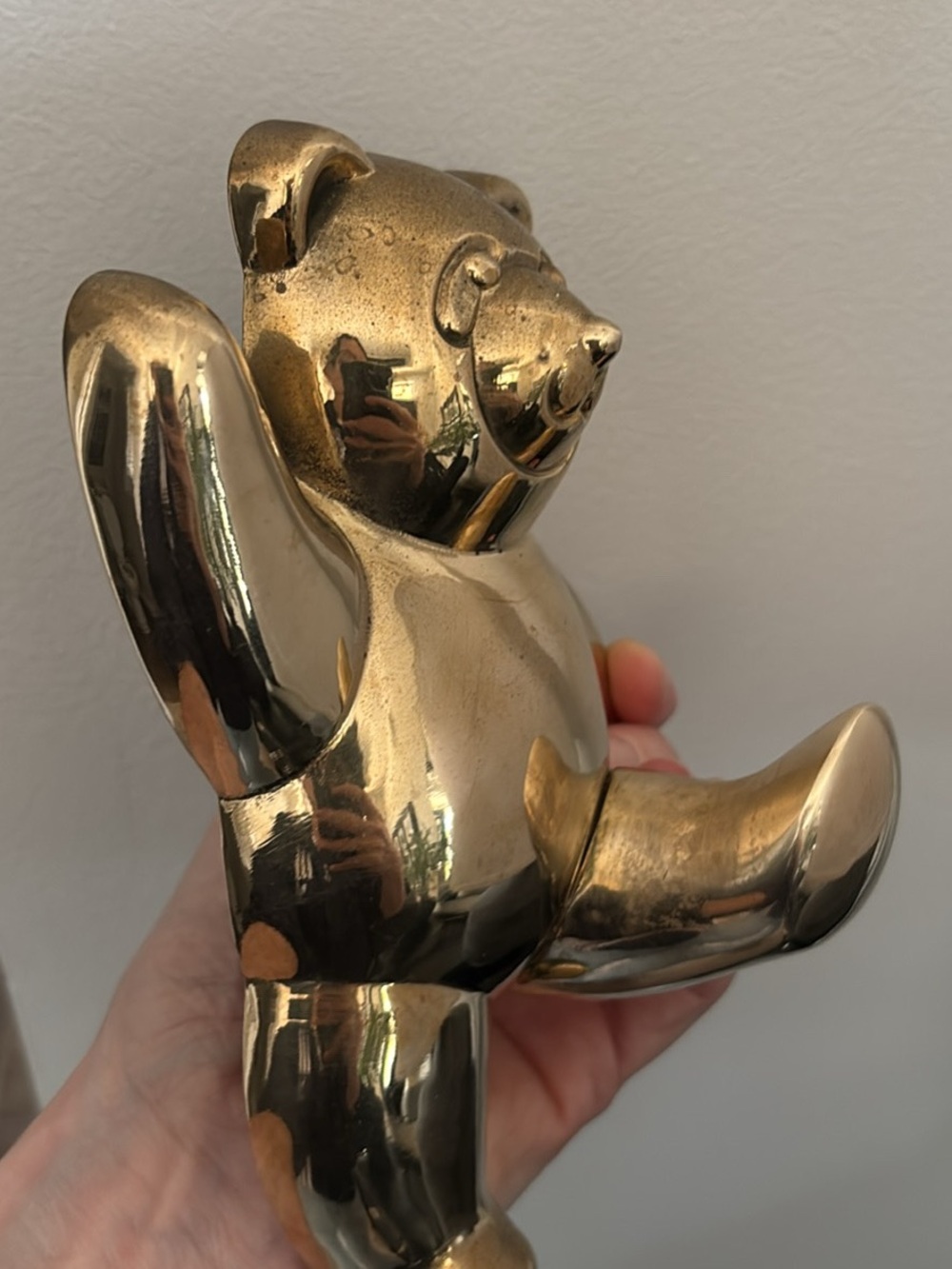 Brass Gold Bear Figurine wall Hook - Home Art Decor